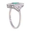 Platinum 0.58ct Emerald and 0.43ct Diamond Cluster Ring