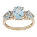 9ct Yellow Gold 0.05ct Diamond and Blue Topaz Ring