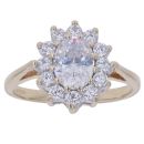 9ct Yellow Gold Cubic Zirconia Flower Cluster Ring