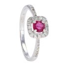 9ct White Gold Diamond and Ruby Ring by Anya Belle