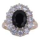 9ct Yellow Gold Cubic Zirconia and Sapphire Cluster Ring