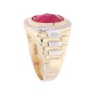 14ct Yellow And White Gold Red Gem Signet Ring
