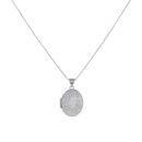 Silver Floral Patterned Locket and Chain 18" By Icesia