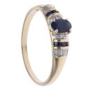 9ct Yellow Gold 0.05ct Brilliant Cut Diamond and Sapphire Ring