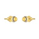 22ct Yellow Gold Round Studs Earring With Rhodium