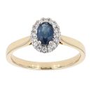 9ct Yellow Gold Certificated Sapphire And Diamond Cluster Ring