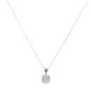9ct White Gold 0.30ct Brilliant Cut Diamond Cluster Pendant And Chain 18"