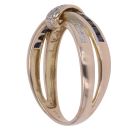 9ct Yellow Gold 0.10ct Diamond and Sapphire Crossover Ring