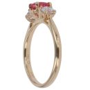 18ct Yellow Gold 0.45ct Brilliant Cut Lab Grown Diamond and Created Pink Sapphire Three Stone Ring