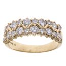 18ct Yellow Gold 1.50ct Brilliant Cut Diamond Two Row Ring