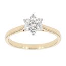 9ct Yellow Gold Certificated Diamond Cluster Ring