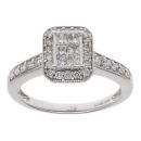 9ct White Gold 0.58ct Princess And Brilliant Cut Diamond Cluster Ring