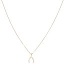 Gold Plated Silver Diamond Wishbone Pendant and Chain 18"