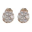 9ct Yellow Gold 2.25ct Brilliant Cut Diamond Cluster Earrings