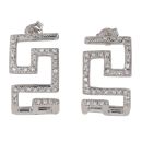18ct White Gold 0.35ct Brilliant Cut Diamond Greek Key Earrings