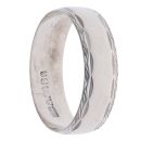 18ct White Gold Patterned Edge Wedding Band 5mm