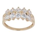 14ct Yellow Gold Two Row Cubic Zirconia Cluster Ring