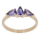 9ct Yellow Gold Tanzanite Three Stone Ring