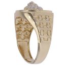 14ct Yellow and White Gold Cubic Zirconia Lion Signet Ring