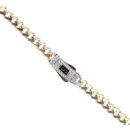 14ct Yellow Gold Monaco Curb Classic Cubic Zirconia Pave Lock Chain 16"