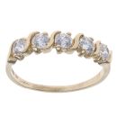 9ct Yellow Gold Five Stone Cubic Zirconia Ring