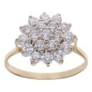 9ct Yellow Gold Cubic Zirconia Cluster Ring