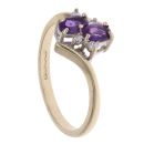 9ct Yellow Gold Cubic Zirconia and Amethyst Crossover Cluster Ring
