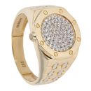 14ct Yellow Gold Cubic Zirconia Signet Ring