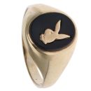 9ct Yellow Gold Onyx Play Boy Rabbit Signet Ring