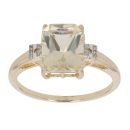 9ct Yellow Gold 0.05ct Diamond And Praseolite Ring