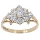 9ct Yellow Gold Cubic Zirconia Cluster Ring