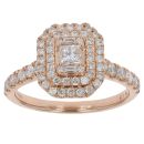 18ct Rose Gold 1.25ct Princess, Baguette And Brilliant Cut Diamond Cluster Ring