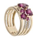 9ct Yellow Gold 0.10ct Diamond and Purple Gemstone Cluster Ring