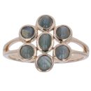 9ct Yellow Gold Blue  Cat's Eye Cluster Ring
