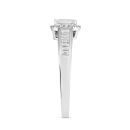 9ct White Gold 0.85ct Emerald Cut Lab Grown Diamond Halo And Baguette Ring