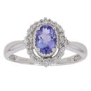 18ct White Gold 0.20ct Brilliant Cut Diamond and Tanzanite Cluster Ring