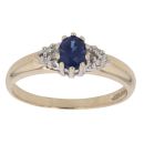 9ct Yellow Gold 0.05ct Diamond And Sapphire Cluster Ring