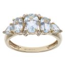 9ct Yellow Gold Aquamarine Five Stone Ring
