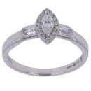 Platinum 0.25ct Brilliant Marquise and Baguette Cut Diamond Cluster Ring