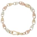 9ct Yellow White and Rose Gold Tulip Bracelet 7.5"