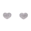 Silver Cubic Zirconia Heart Stud Earrings by Icesia