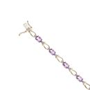 9ct Yellow Gold 0.10ct Brilliant Cut Diamond and Amethyst Bracelet 7.5"