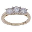 9ct Yellow Gold 0.50ct Brilliant Cut Diamond Trilogy Ring