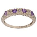 9ct Yellow Gold 0.05ct Diamond and Amethyst Fancy Ring