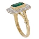 18ct Yellow Gold 0.35ct Emerald and Brilliant Cut Diamond and Emerald Cluster Ring