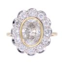 18ct Yellow Gold Oval 2.50ct Diamond Cluster Ring