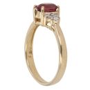 18ct Yellow Gold 0.15ct Diamond And Red Gemstone Ring