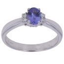 14ct White Gold 0.10ct Diamond and Tanzanite Ring