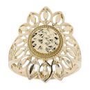 14ct Yellow Gold Diamond Cut Flower Patterned Ring