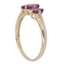 9ct Yellow Gold 0.02ct Diamond and Amethyst Ring